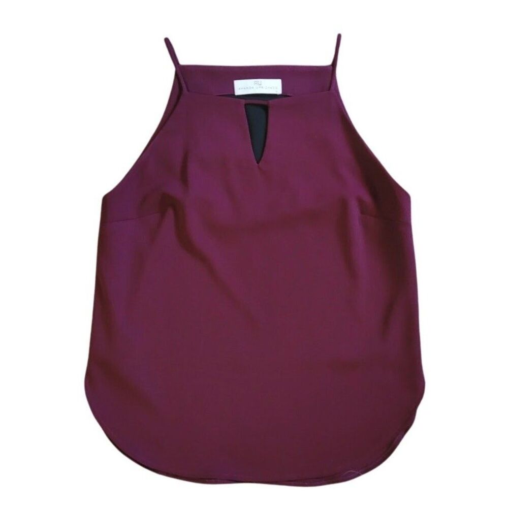 Amanda Uprichard Burgundy Sleeveless Keyhole Blouse Polyester Women's Medium
